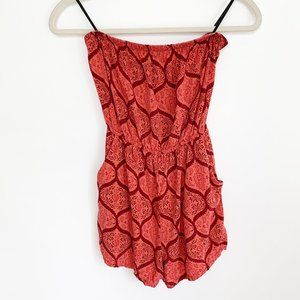 Forever 21 Coral Paisley Romper Size Small